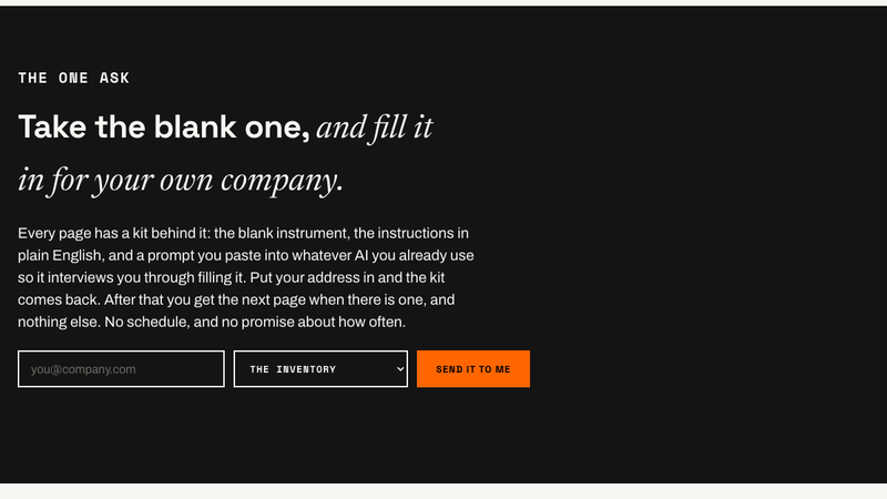 The one email box on the site, with the kit picker beside it.